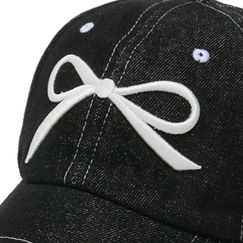 Bow Embroidered Denim Baseball Cap - LaTezza Online Shop