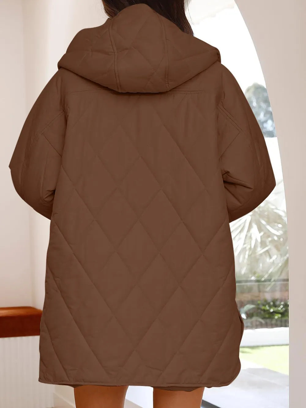 Slit Snap Down Long Sleeve Hooded Jacket - LaTezza Online Shop