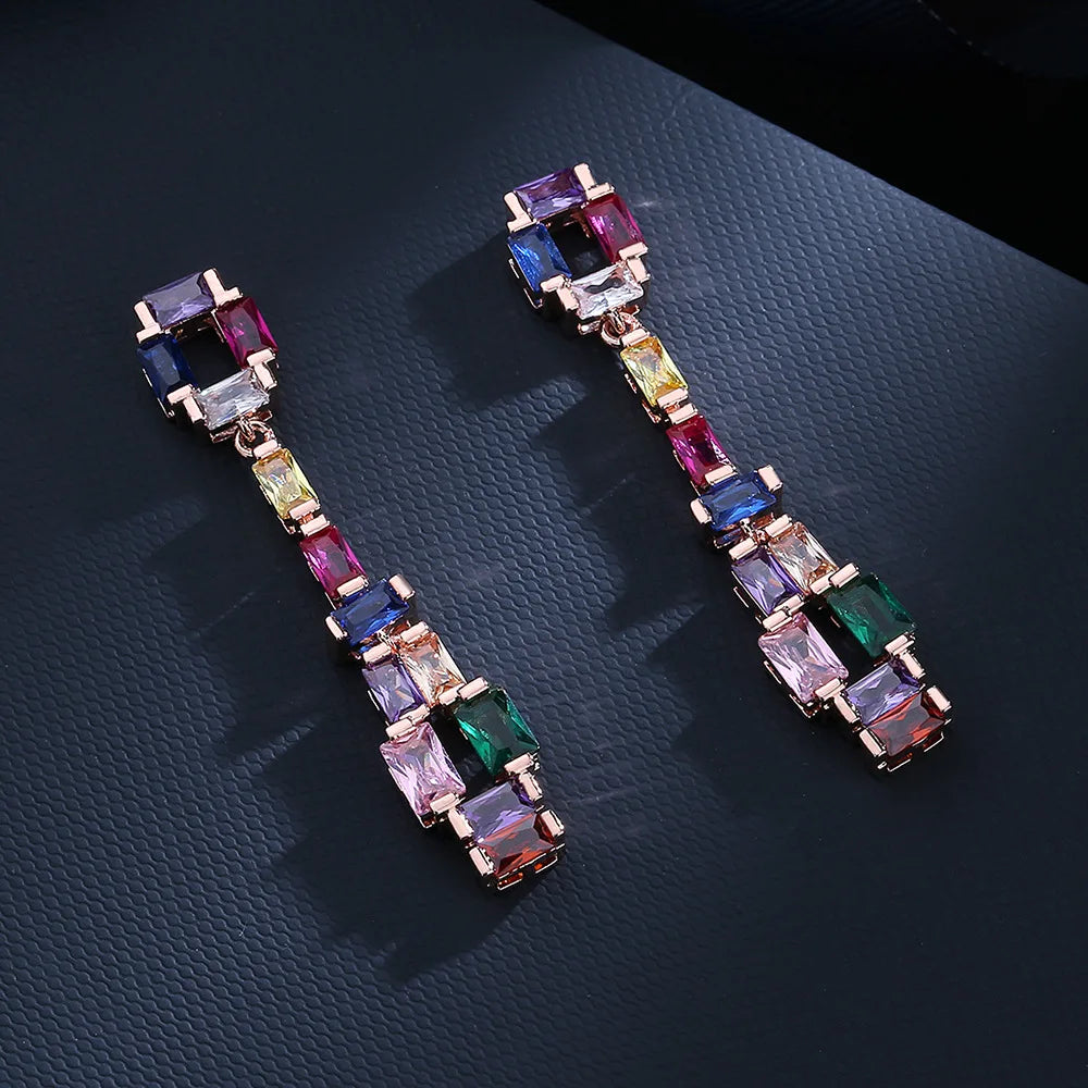 Fashion earrings zircon colorful tourmaline dangle earrings - LaTezza Online Shop