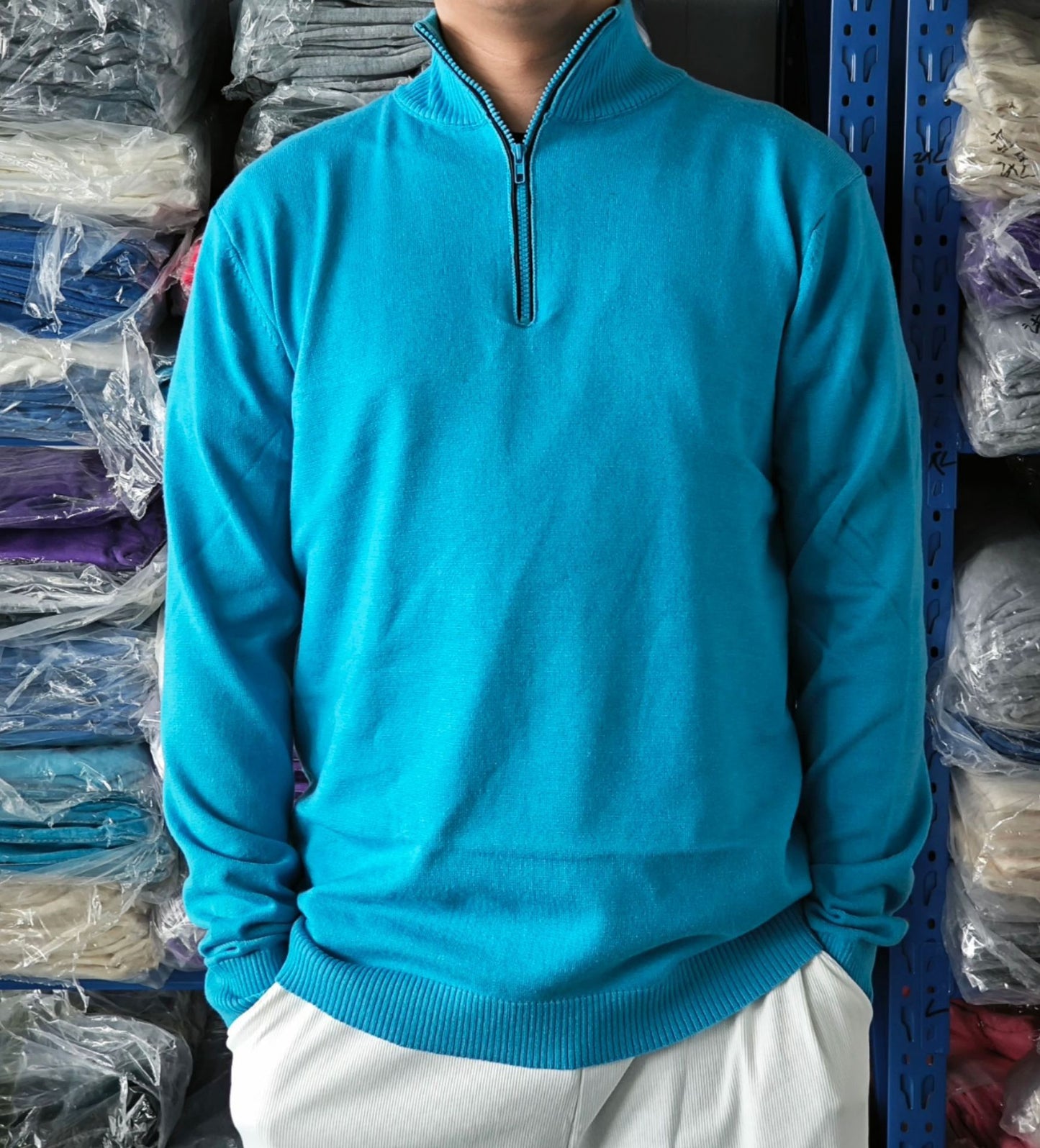 Men's Zipper Stand up Collar Sweater Wool Men's Warm Sweater - LaTezza Online Shop