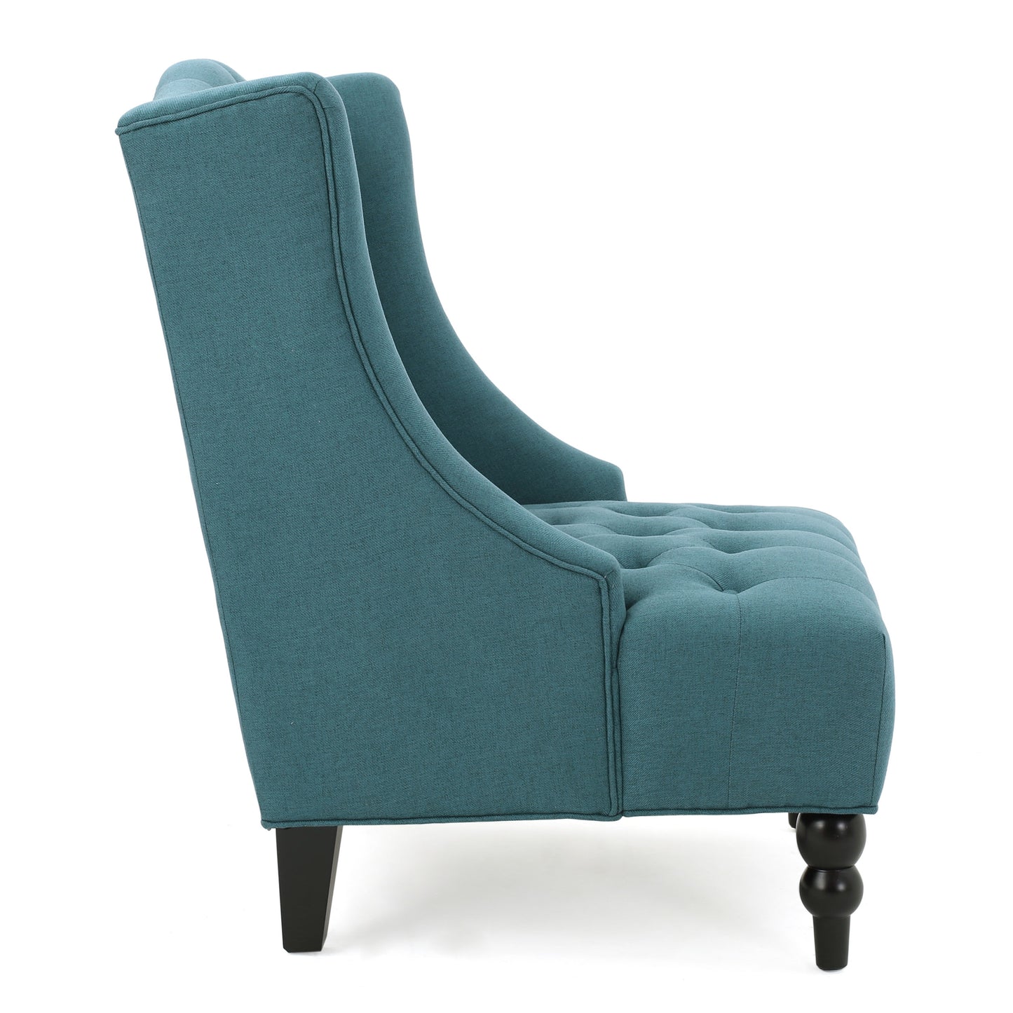 Teal Upholstered Wingback Chair with Birch Wood Legs - LaTezza Online Shop