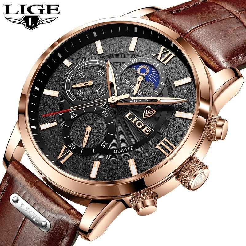 Lige New Quartz Watch Quartz Multifunction Chronograph Waterproof Watch - LaTezza Online Shop