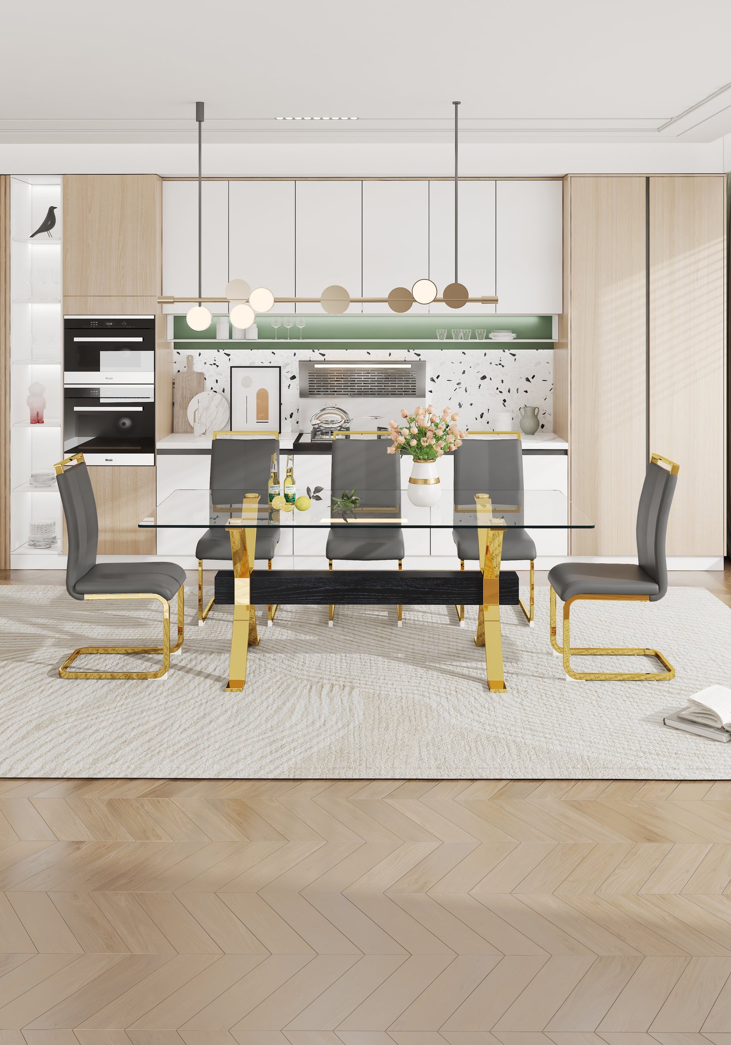 Dining table Modern tempered glass dining table Large modern office desk - LaTezza Online Shop
