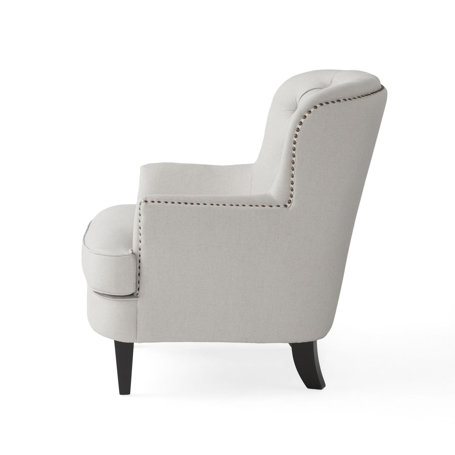 Arm Chair with Ottoman Modern light grey tufted fabric club chair and Ottoman set, stylish cushioned armchair - LaTezza Online Shop