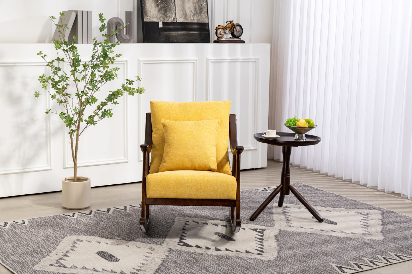 Mid Century Modern Accent Chairs Comfy Upholstered Glider Arm Chair with Solid Wood for Living Room Bedroom Balcony - LaTezza Online Shop