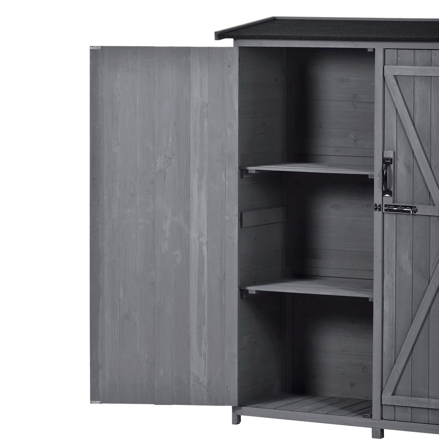 Outdoor 5.3ft Hx4.6ft L Wood Storage Shed Tool Organizer,Garden Shed, Storage Cabinet with Waterproof Asphalt Roof Gray - LaTezza Online Shop