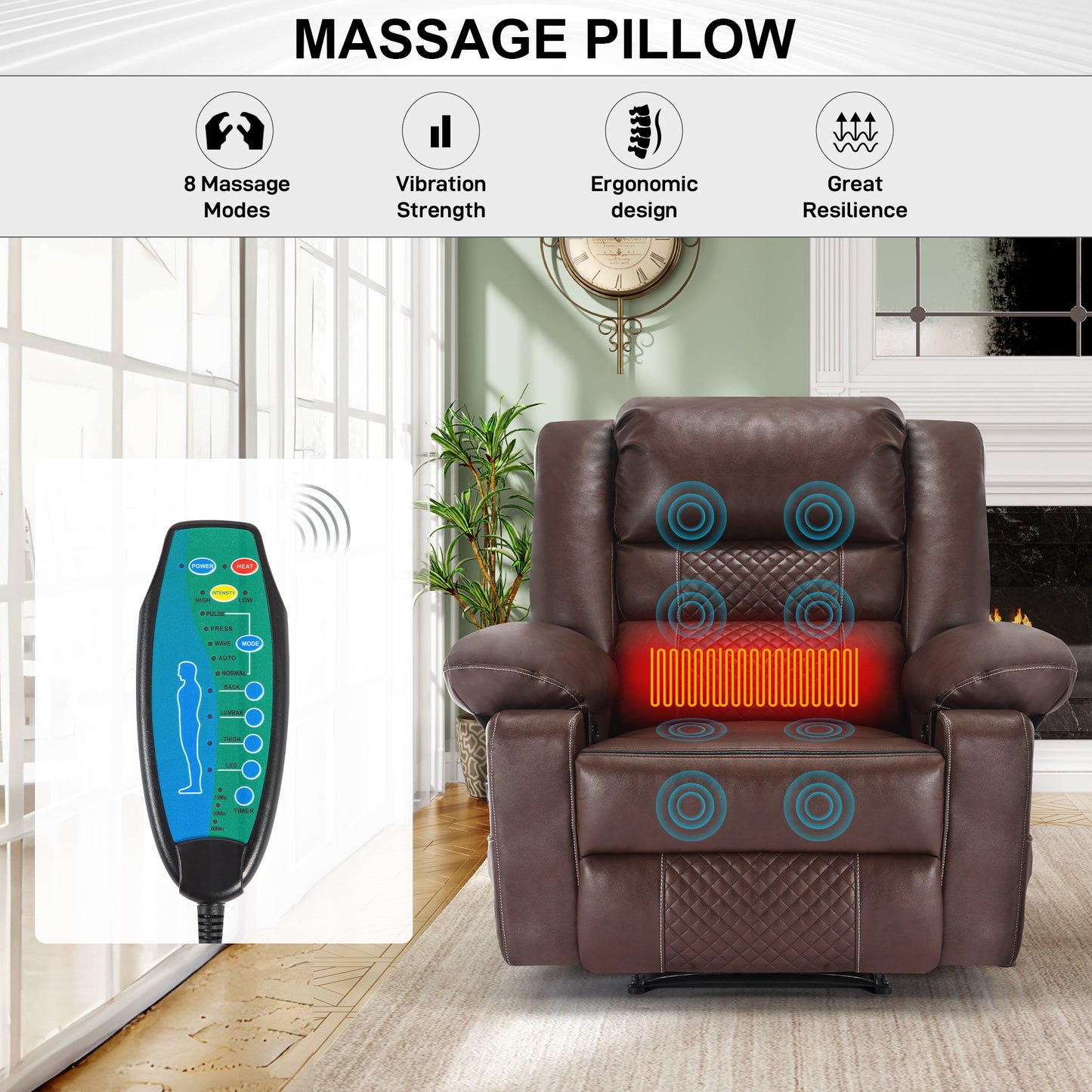 Breathable Leather Massage Recliner Chair Manual Living Room Reclining Sofa - LaTezza Online Shop