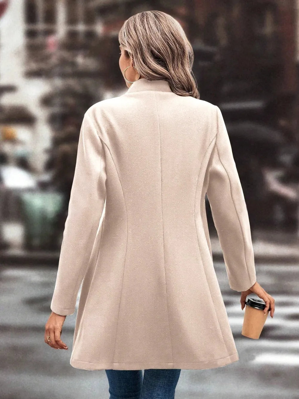 Women's autumn and winter collar slim fit woolen fabric solid color fashionable temperament jacket - LaTezza Online Shop