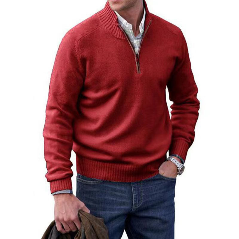 Men's Zipper Stand up Collar Sweater Wool Men's Warm Sweater - LaTezza Online Shop