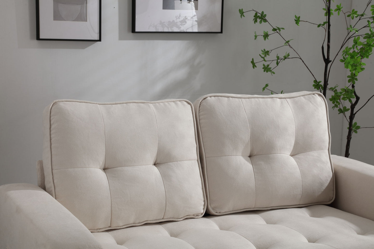3 Fold Sofa Convertible Futon Couch sleeper sofabed Space saving loveseat Dark Gray & Light Gray & Beige - LaTezza Online Shop