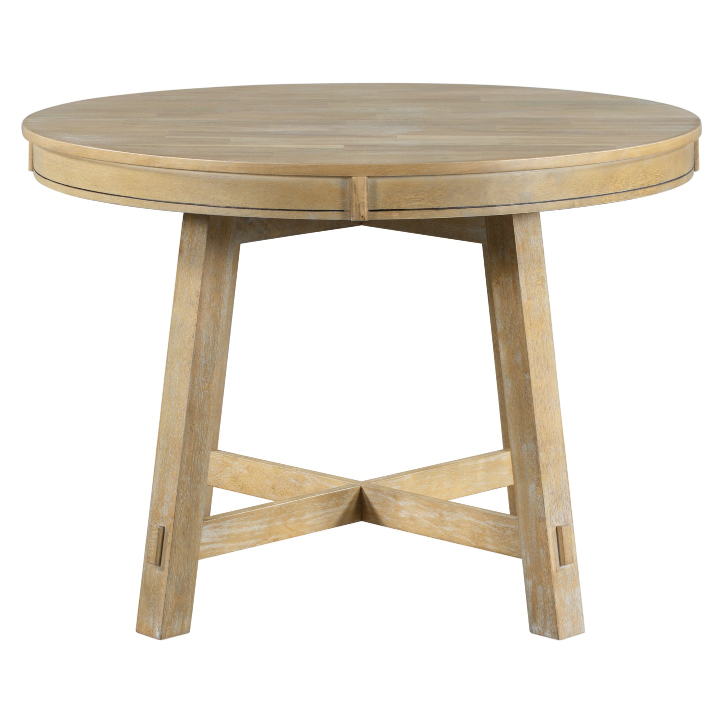 TREXM 5-Piece Farmhouse Dining Table Set Wood Round Extendable Dining Table and 4 Upholstered Dining Chairs (Natural Wood Wash) - LaTezza Online Shop