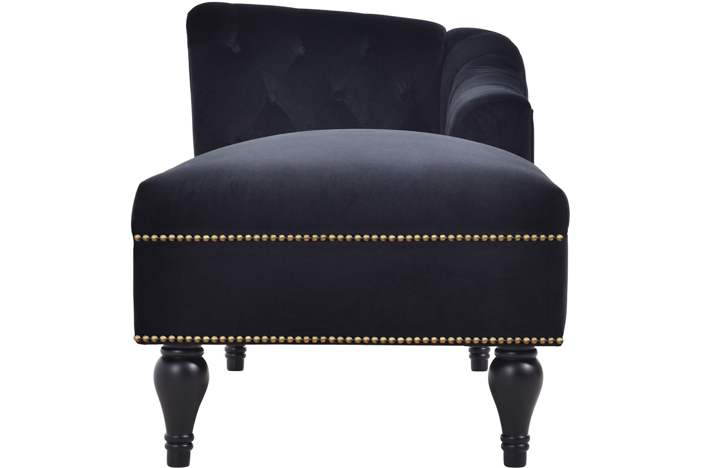 58 inch velvet lounge chair, button cluster right arm lounge chair with nail head decoration and solid wood legs - LaTezza Online Shop