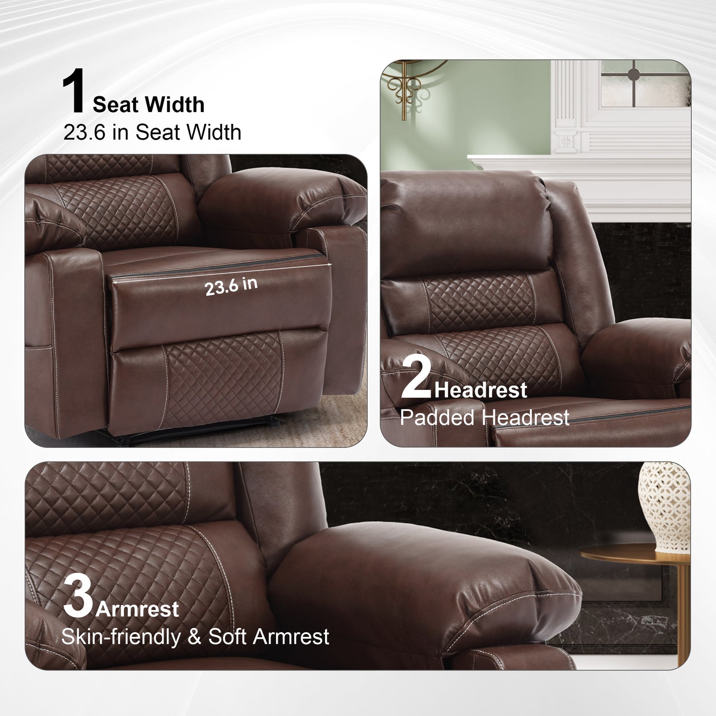 Breathable Leather Massage Recliner Chair Manual Living Room Reclining Sofa - LaTezza Online Shop