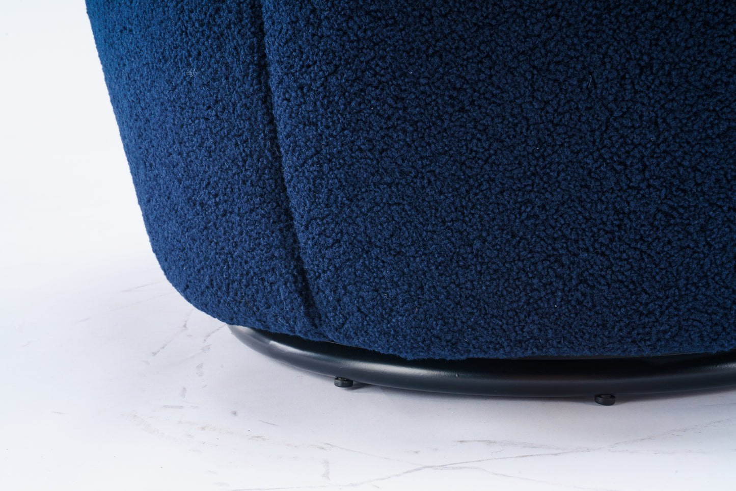 Teddy Fabric Swivel Accent Armchair Barrel Chair With Black Powder Coating Metal Ring Dark Blue - LaTezza Online Shop