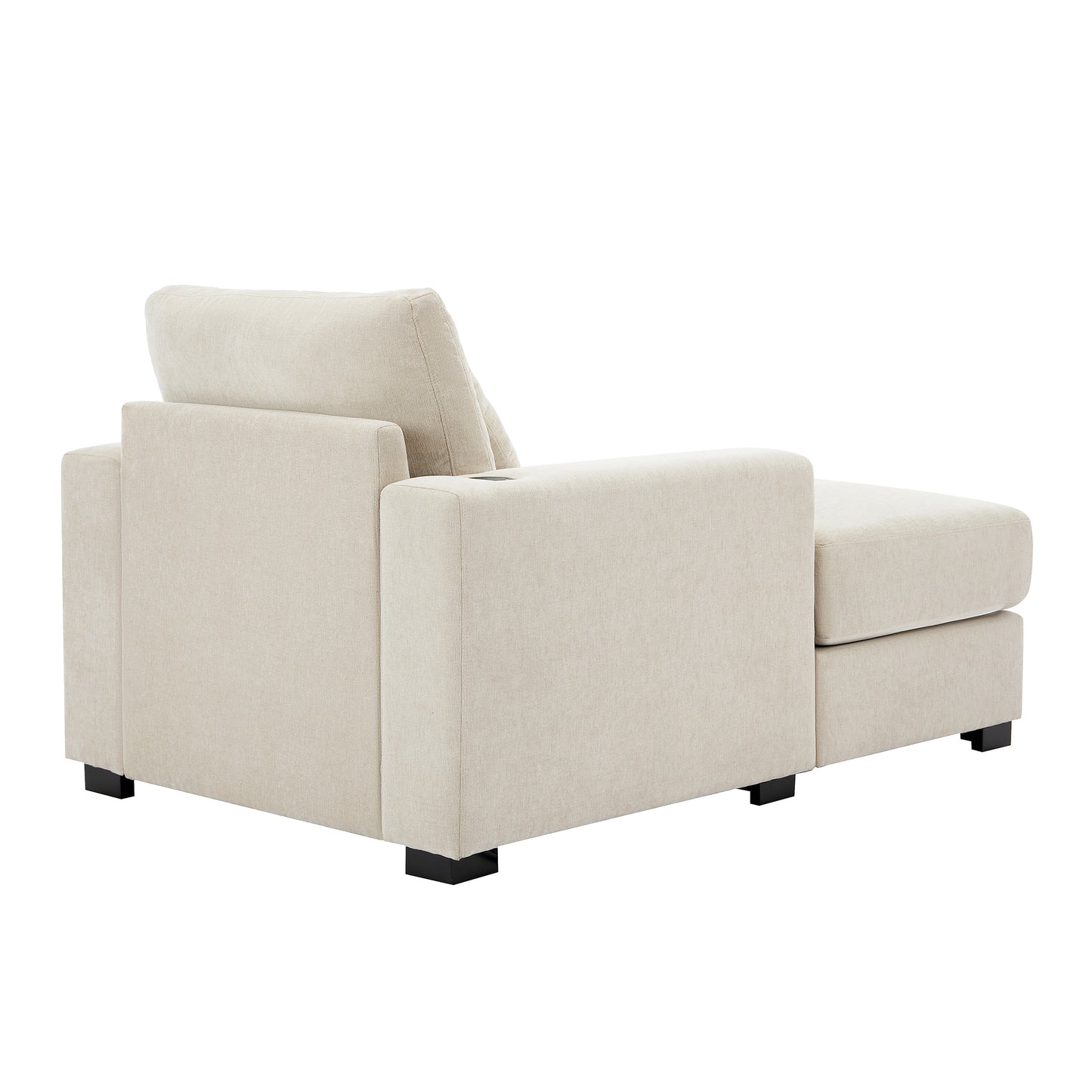 39.7" Oversized Chaise Lounger Modern Style Sofa Couch ,with Pillows, Charge Station & Cup Holders, Chenille Fabric, Cream - LaTezza Online Shop