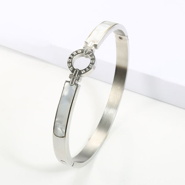 White Shell Roman Numeral Bangles & Bracelet - LaTezza Online Shop