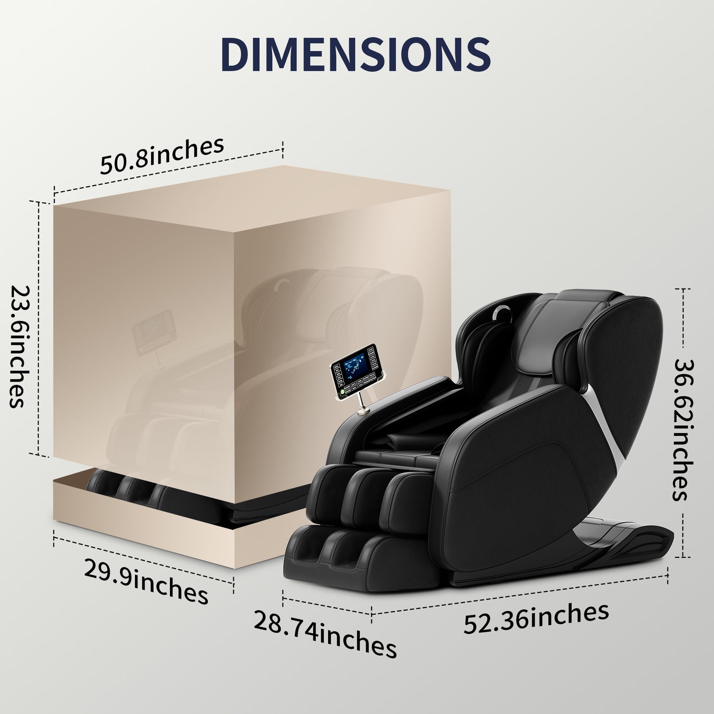 Full body deep tissue massage chair, foot massage, 8 fixed massage rollers, touch screen suitable for 5.1-5.75 feet high (black) - LaTezza Online Shop