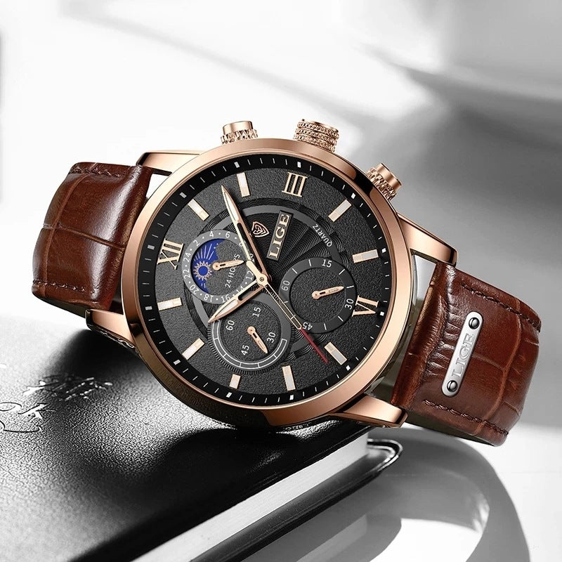 Lige New Quartz Watch Quartz Multifunction Chronograph Waterproof Watch - LaTezza Online Shop