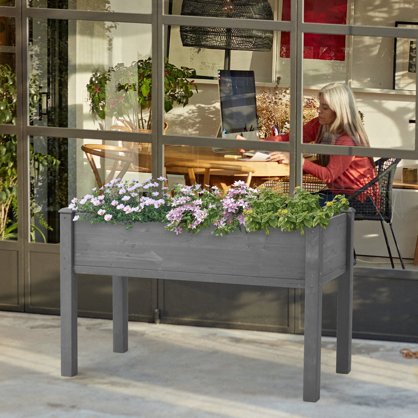 Raised Garden Bed with Legs, Elevated Wooden Planter Box for Outdoor Plants - LaTezza Online Shop