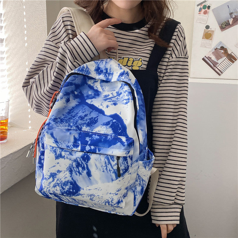 Student Schoolbag Women's Bag New Trendy Fashion Casual Backpack Western Style Simple Oil Painting Bag Travel Small Backpack - LaTezza Online Shop