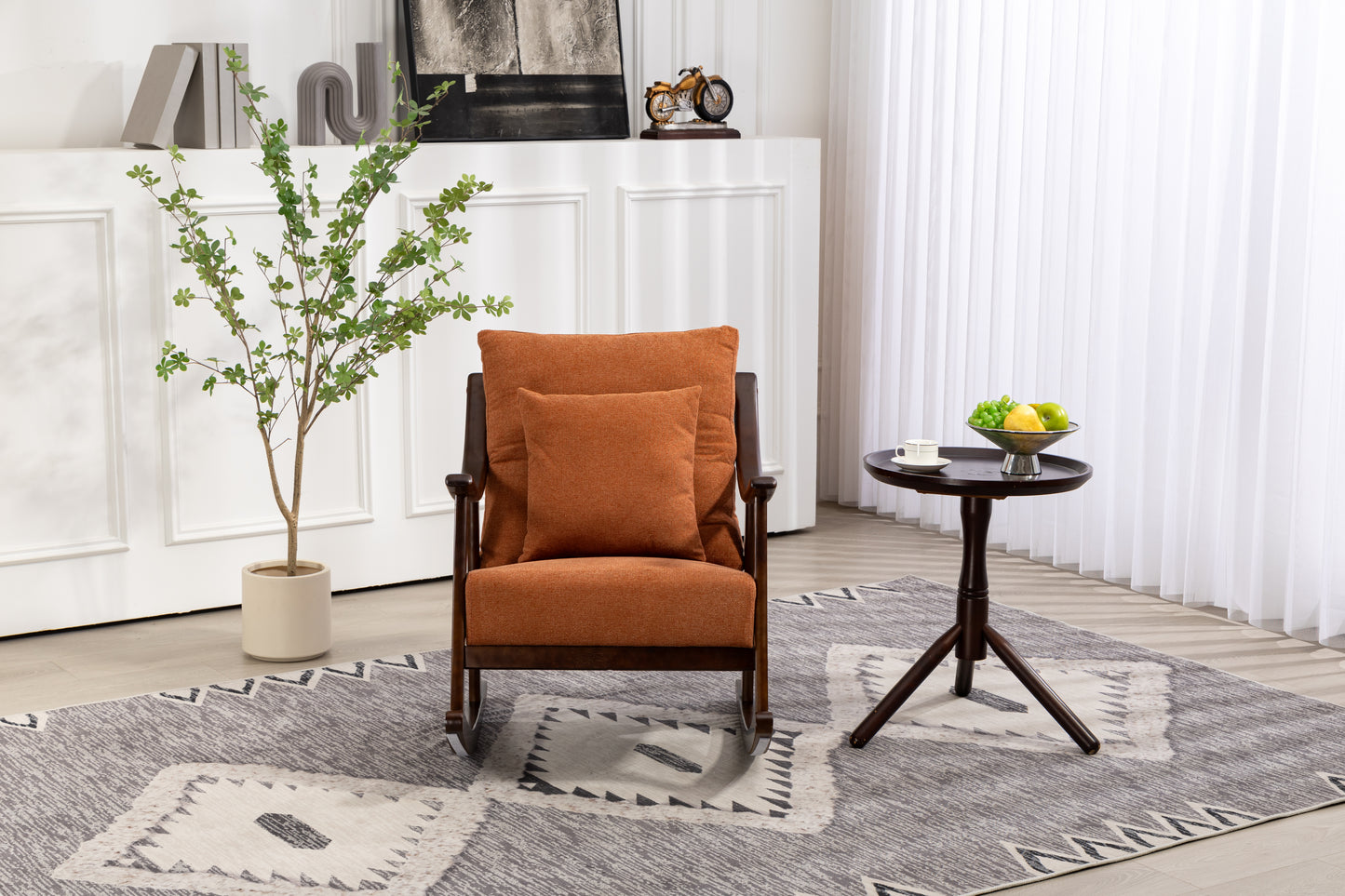 Mid Century Modern Accent Chairs Comfy Upholstered Glider Arm Chair with Solid Wood for Living Room Bedroom Balcony - LaTezza Online Shop