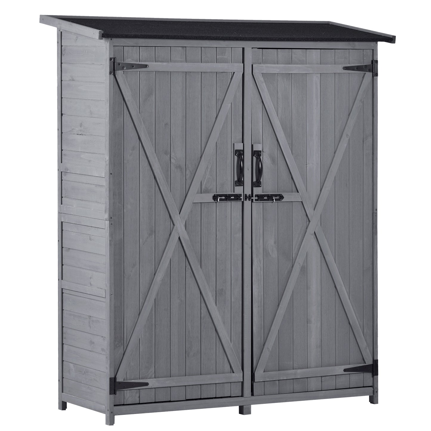 Outdoor 5.3ft Hx4.6ft L Wood Storage Shed Tool Organizer,Garden Shed, Storage Cabinet with Waterproof Asphalt Roof Gray - LaTezza Online Shop