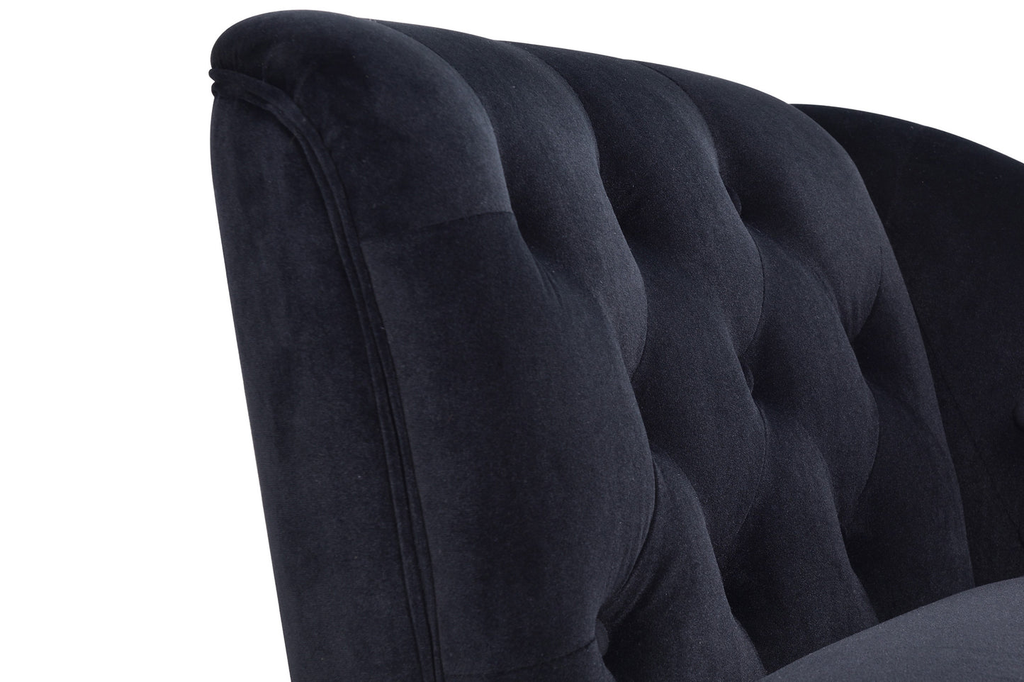 58 inch velvet lounge chair, button cluster right arm lounge chair with nail head decoration and solid wood legs - LaTezza Online Shop