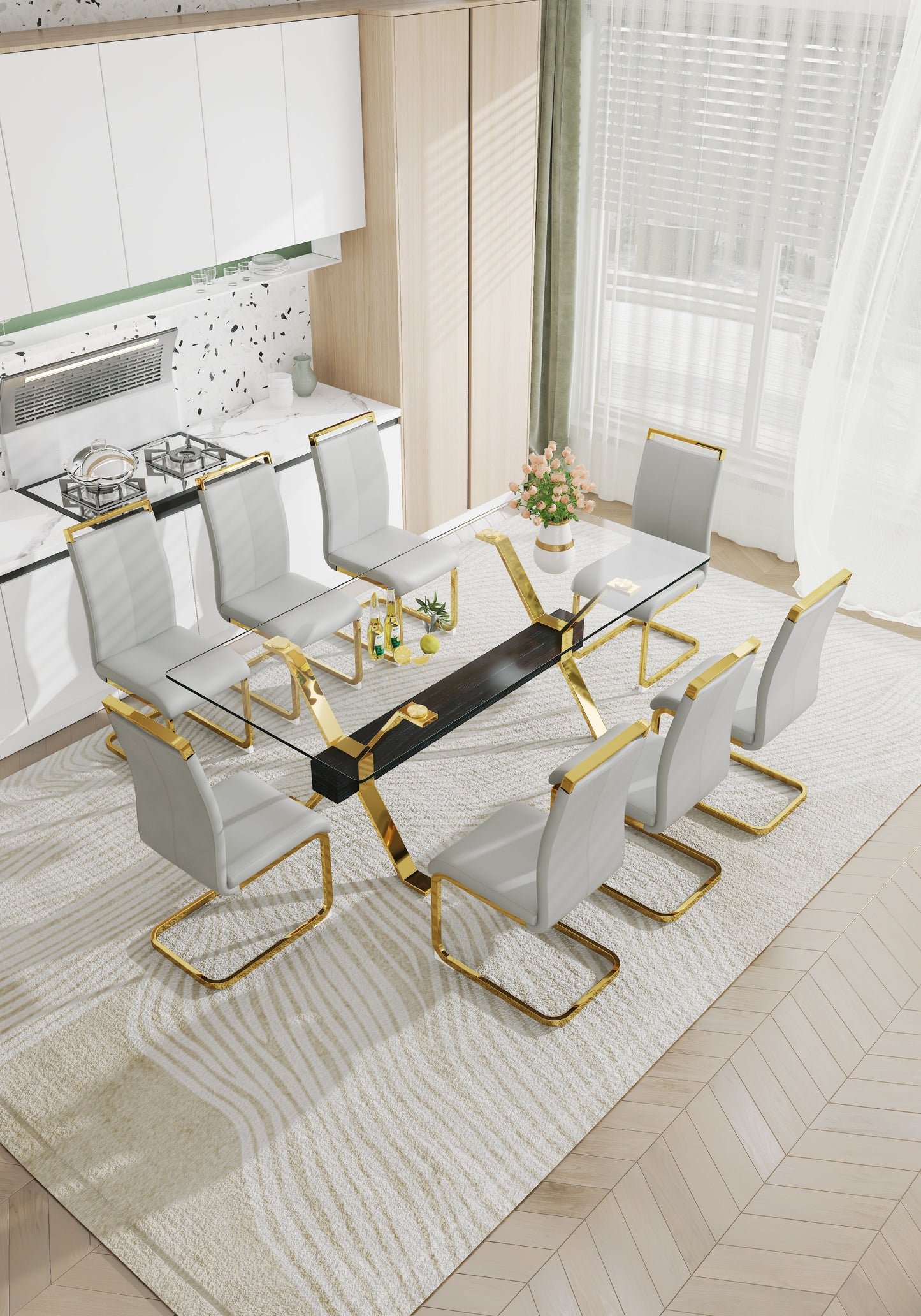 Dining table Modern tempered glass dining table Large modern office desk - LaTezza Online Shop