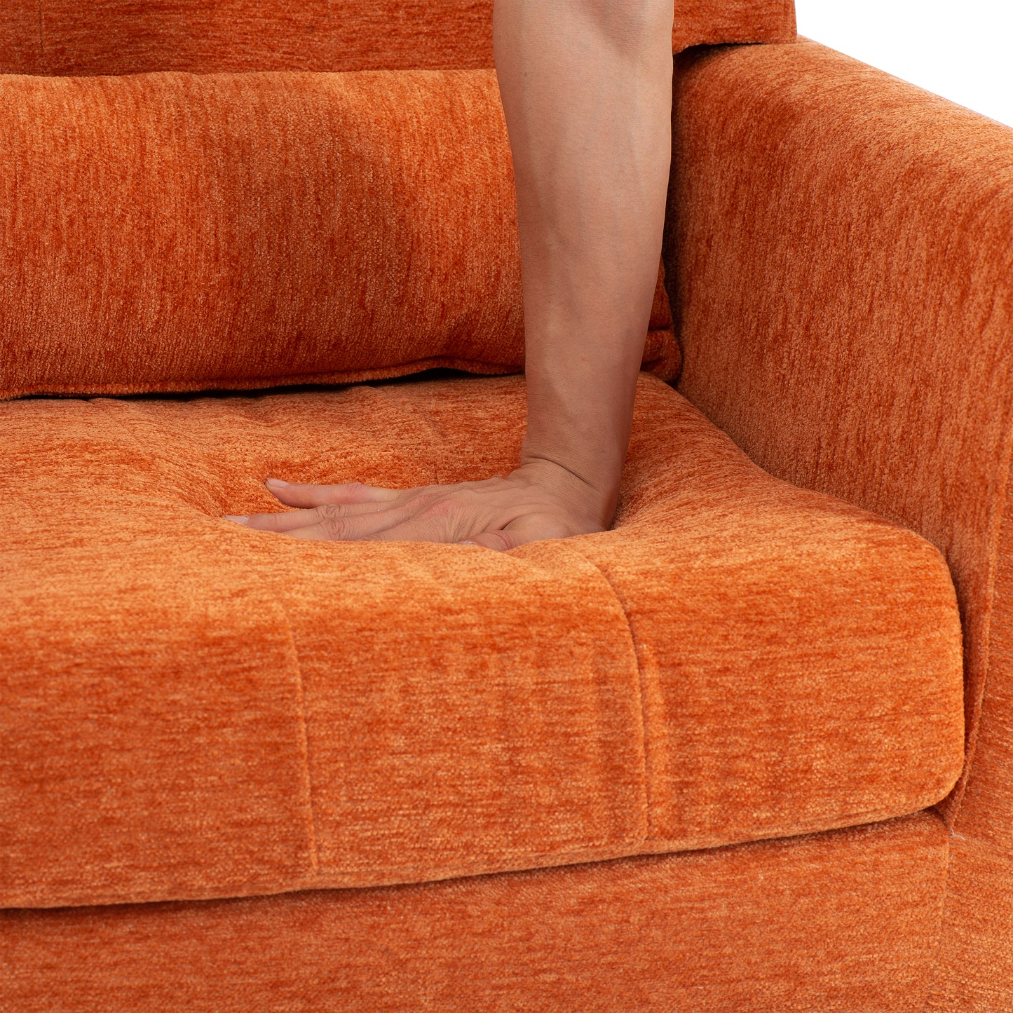 Modern Accent Chair Upholstered Foam Filled Living Room Chairs Comfy Reading Chair Mid Century Modern Chair (Orange) - LaTezza Online Shop