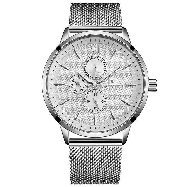 Men's NAVIFORCE Top Brand Luxury Waterproof Ultra Thin Clock Male Full Steel Casual Quartz Watch Men Sports Wrist Watch - LaTezza Online Shop
