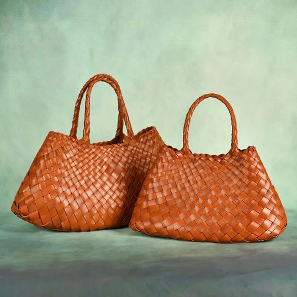Hand Bag Genuine Leather Weave Tote Top Quality Women Basket Shopping Bags Handle Beach Hobos Handbag - LaTezza Online Shop