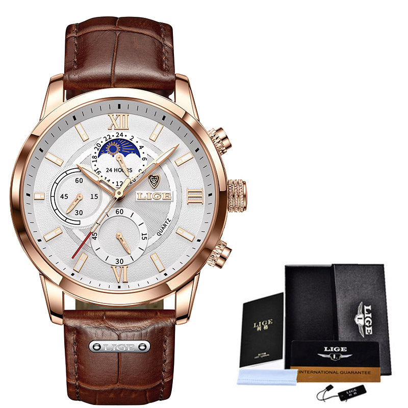 Lige New Quartz Watch Quartz Multifunction Chronograph Waterproof Watch - LaTezza Online Shop