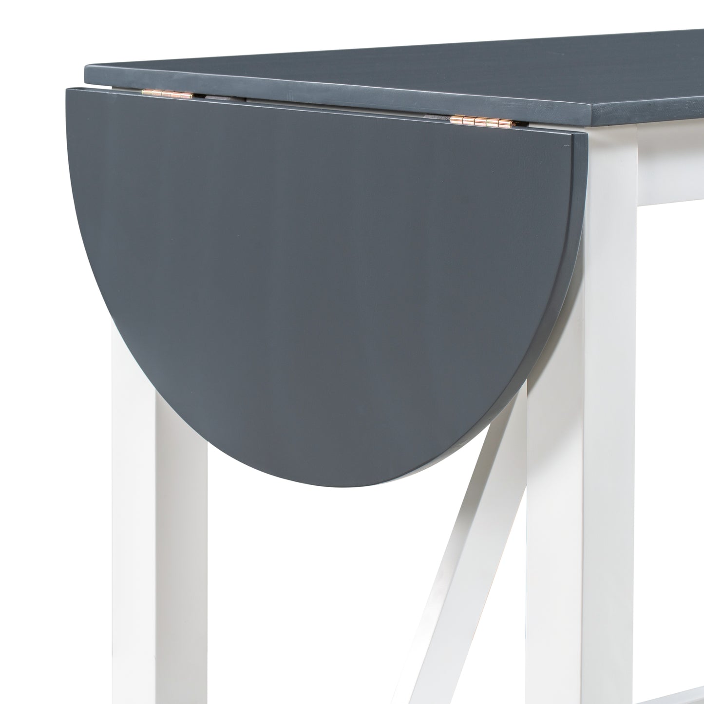 TOPMAX 3-Piece Wood Counter Height Drop Leaf Dining Table Set with 2 Upholstered Dining Chairs for Small Place White+Gray - LaTezza Online Shop