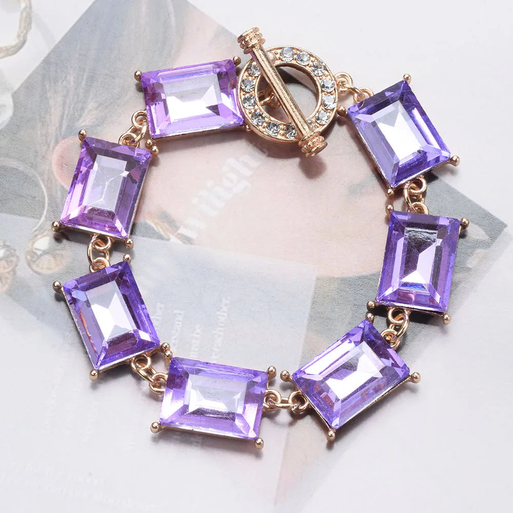 Purple Yellow Blue Glass Crystal Bracelets Jewelry Luxury Statement Bracelet - LaTezza Online Shop