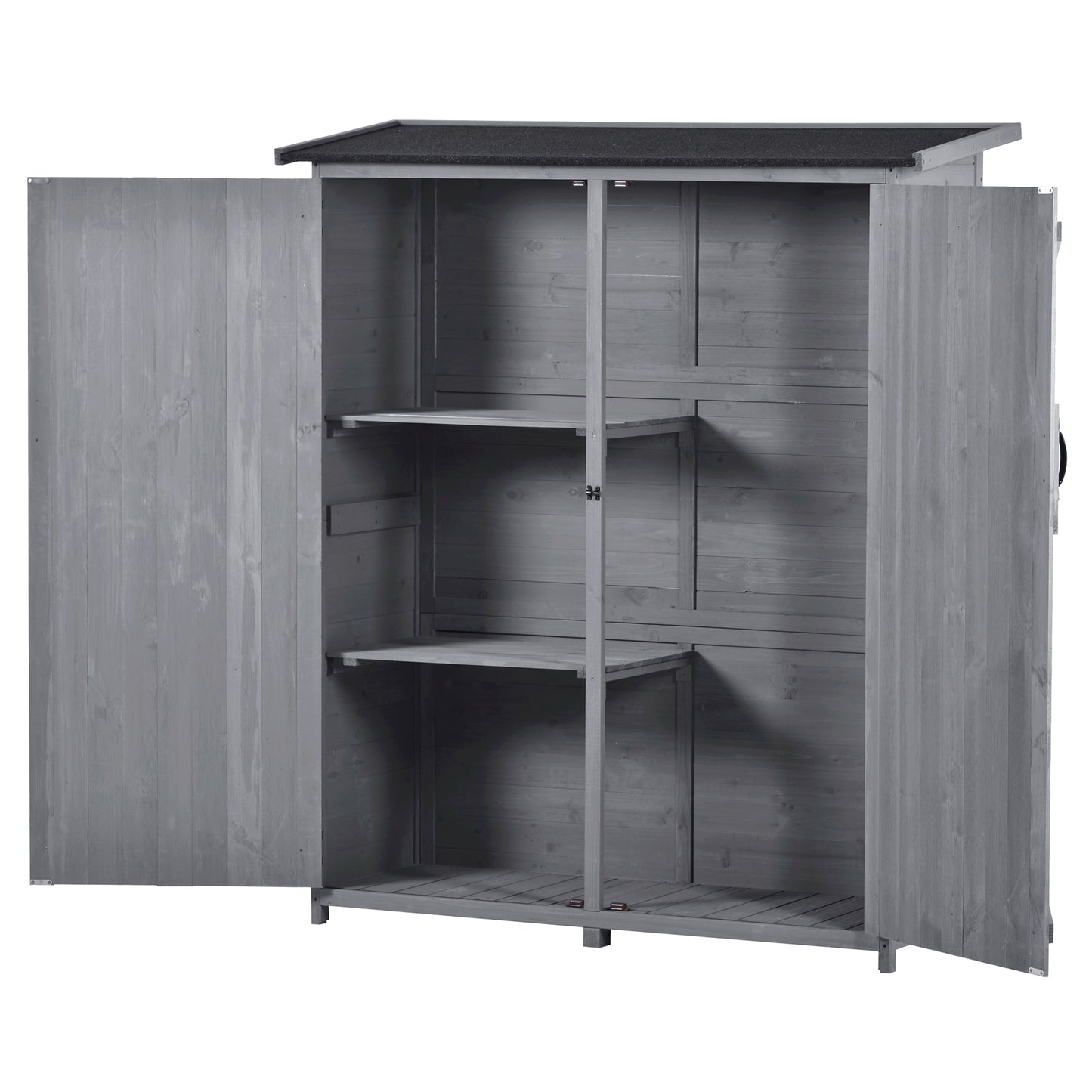 Outdoor 5.3ft Hx4.6ft L Wood Storage Shed Tool Organizer,Garden Shed, Storage Cabinet with Waterproof Asphalt Roof Gray - LaTezza Online Shop