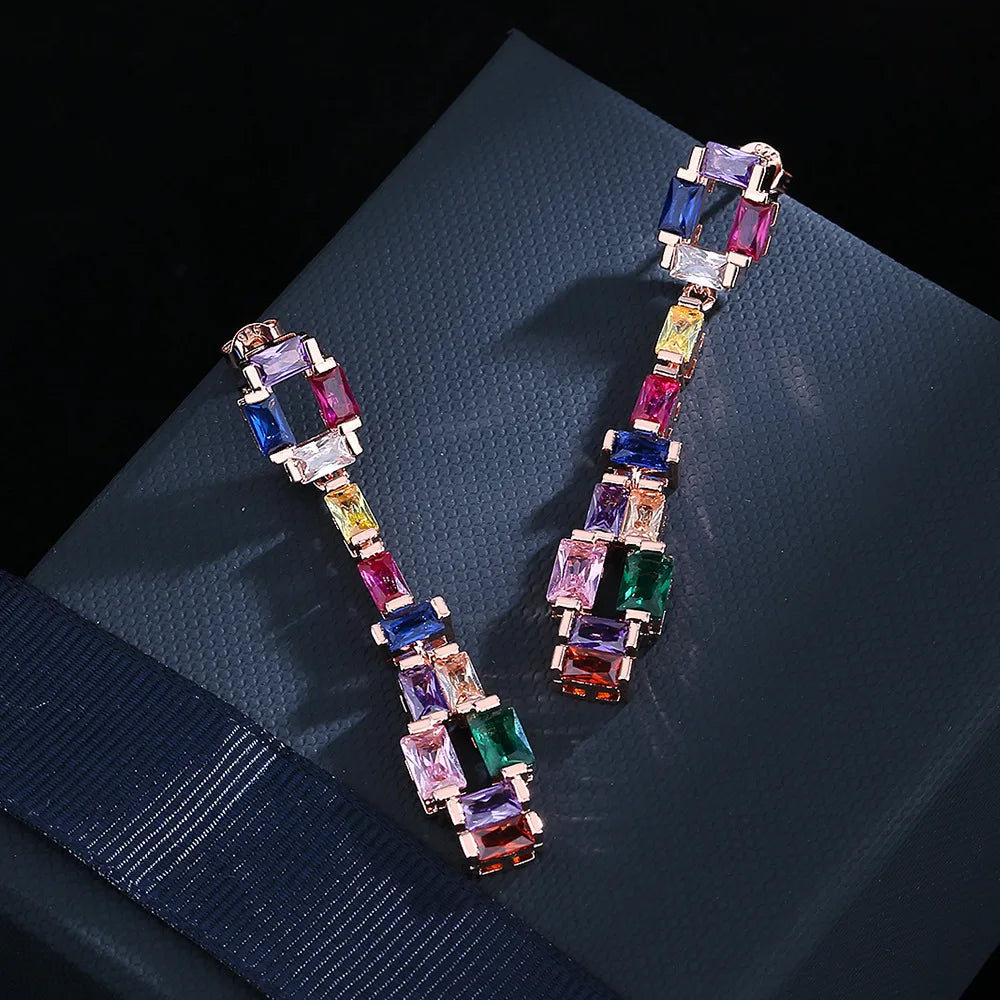 Fashion earrings zircon colorful tourmaline dangle earrings - LaTezza Online Shop