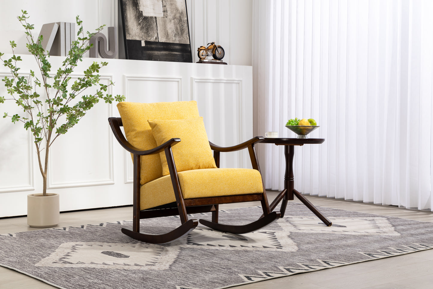 Mid Century Modern Accent Chairs Comfy Upholstered Glider Arm Chair with Solid Wood for Living Room Bedroom Balcony - LaTezza Online Shop