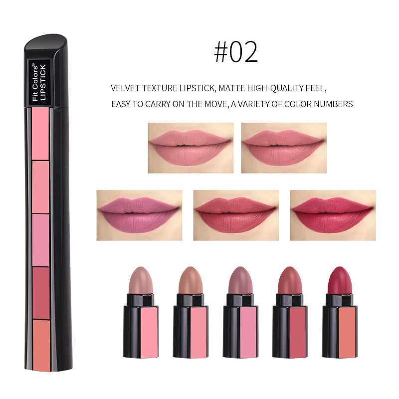 5 Colors Matte Velvet Lipstick Waterproof Sweatproof Lip Gloss Duration Colorfast Lipstick Non Stick Cup Lip Gloss Cosmetics - LaTezza Online Shop