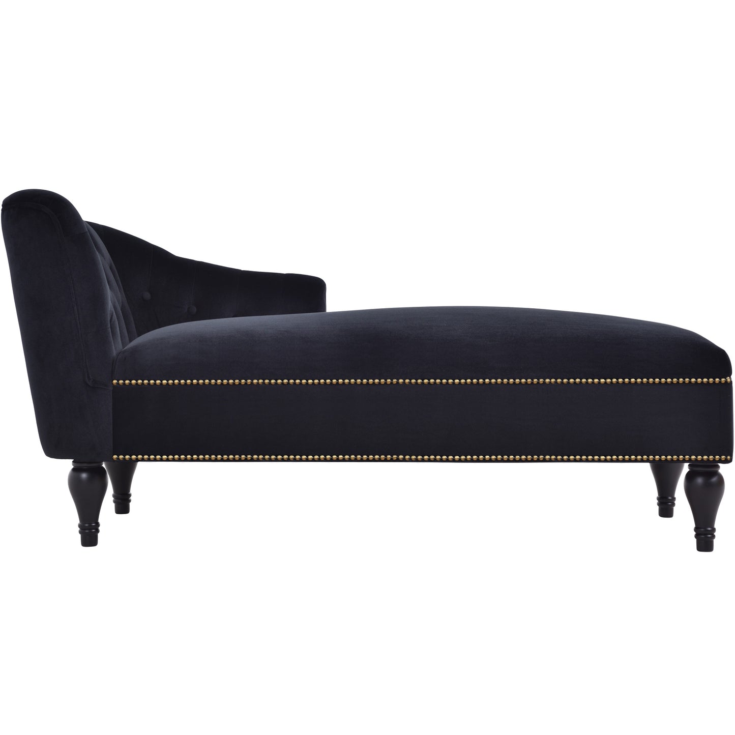 58 inch velvet lounge chair, button cluster right arm lounge chair with nail head decoration and solid wood legs - LaTezza Online Shop