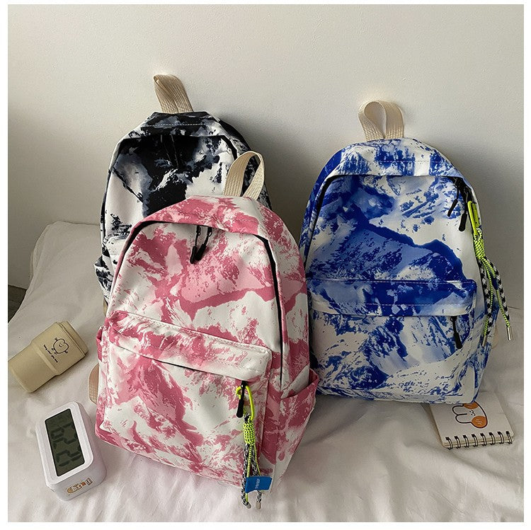 Student Schoolbag Women's Bag New Trendy Fashion Casual Backpack Western Style Simple Oil Painting Bag Travel Small Backpack - LaTezza Online Shop