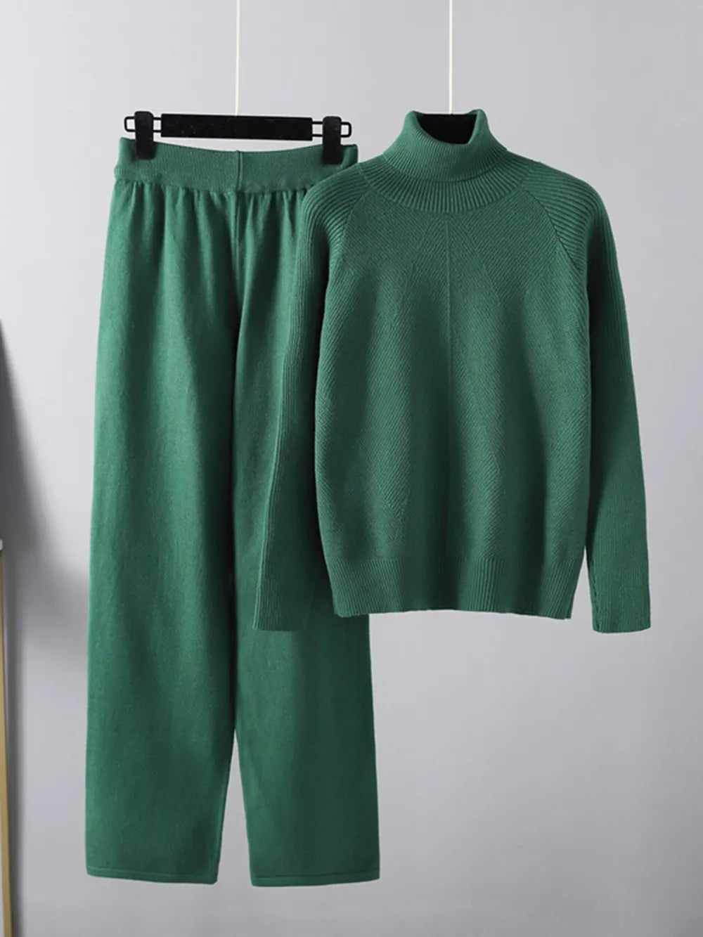 Turtleneck Raglan Sleeve Top and Pants Sweater Set - LaTezza Online Shop