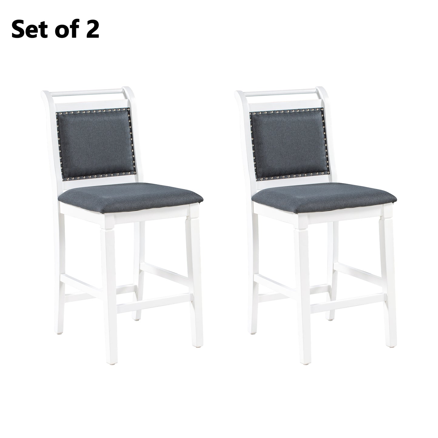 TOPMAX 3-Piece Wood Counter Height Drop Leaf Dining Table Set with 2 Upholstered Dining Chairs for Small Place White+Gray - LaTezza Online Shop