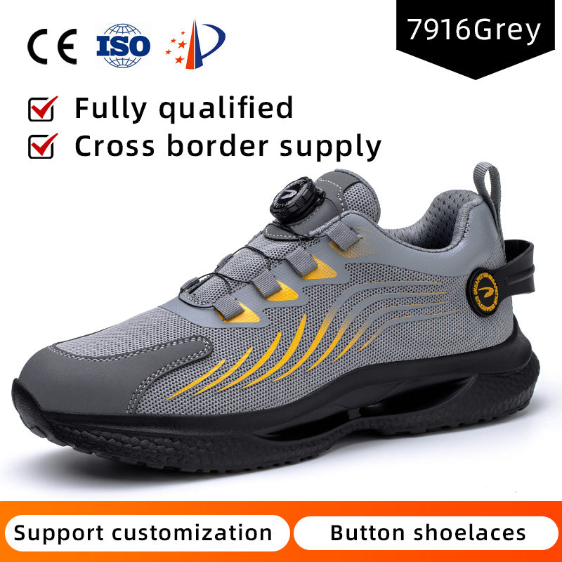Safety shoes anti smashing anti piercing anti slip wear-resistant steel toe shoes lazy no tie safety shoes - LaTezza Online Shop