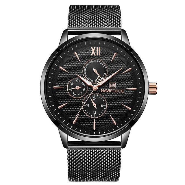 Men's NAVIFORCE Top Brand Luxury Waterproof Ultra Thin Clock Male Full Steel Casual Quartz Watch Men Sports Wrist Watch - LaTezza Online Shop