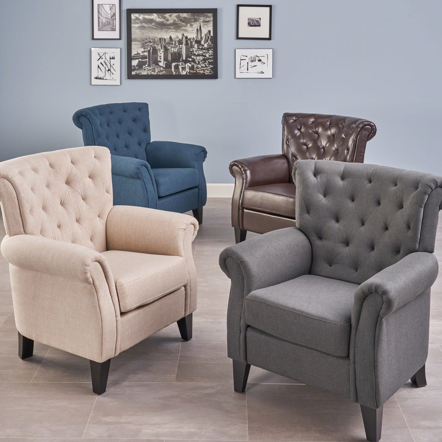 Springfield Tufted Armchair for Living Room, Light Beige - LaTezza Online Shop
