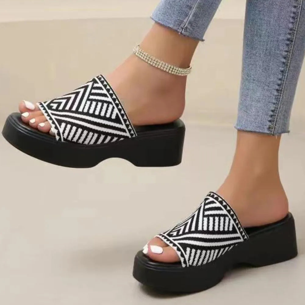 Platform Sandals Cloth Open Toe - LaTezza Online Shop