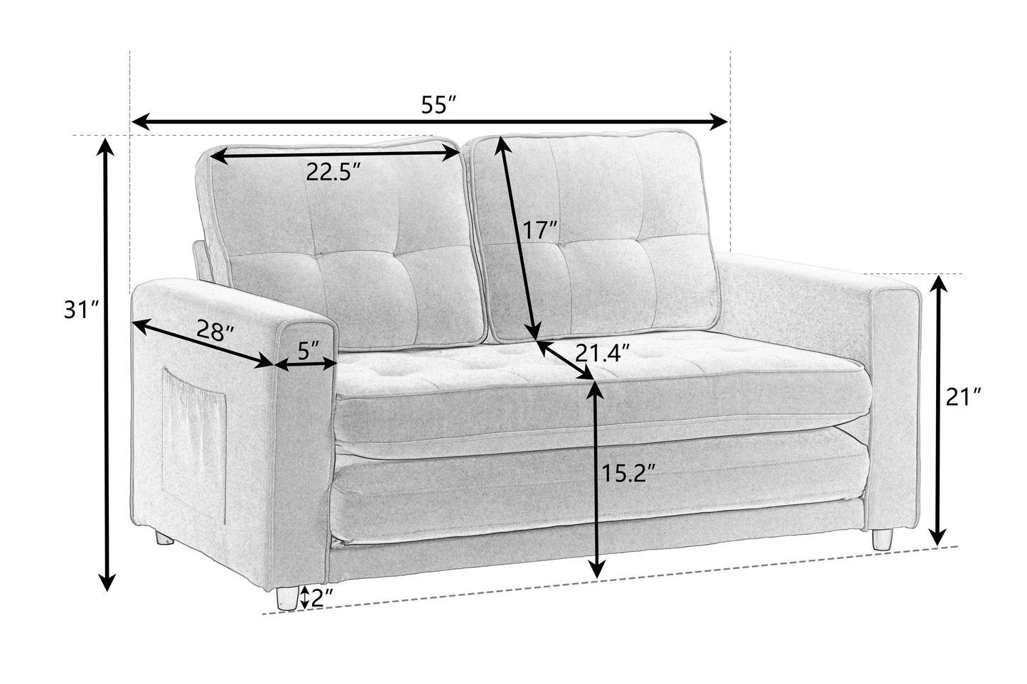 3 Fold Sofa Convertible Futon Couch sleeper sofabed Space saving loveseat Dark Gray & Light Gray & Beige - LaTezza Online Shop