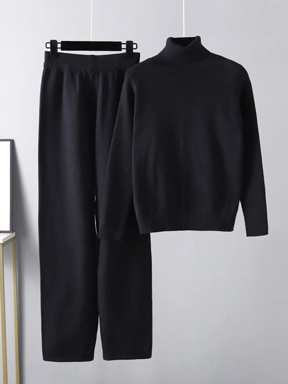 Turtleneck Raglan Sleeve Top and Pants Sweater Set - LaTezza Online Shop