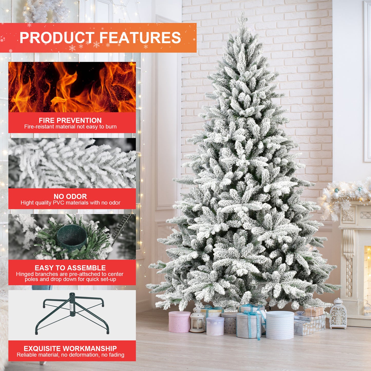 7FT PE&PVC Flocked Christmas tree - LaTezza Online Shop