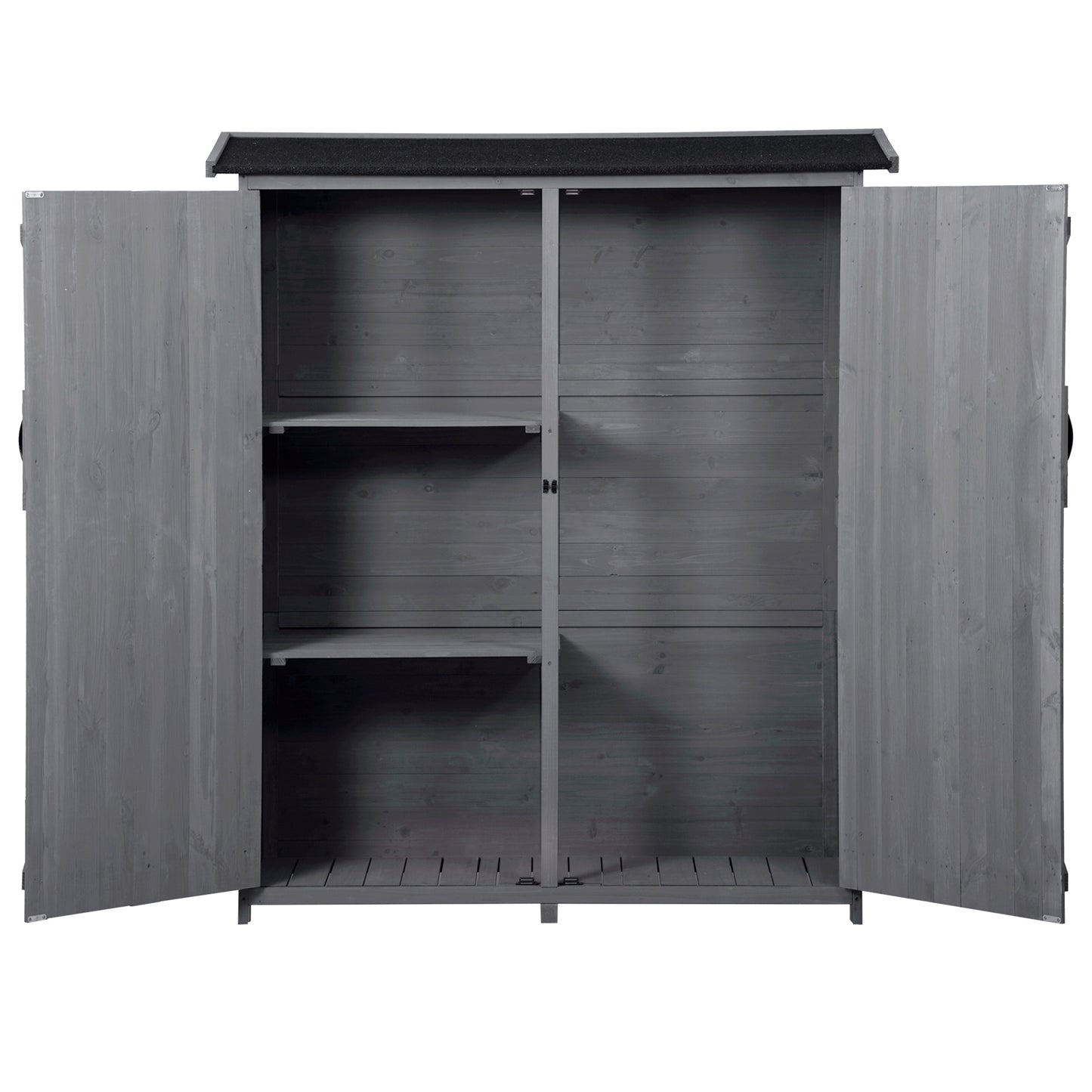 Outdoor 5.3ft Hx4.6ft L Wood Storage Shed Tool Organizer,Garden Shed, Storage Cabinet with Waterproof Asphalt Roof Gray - LaTezza Online Shop